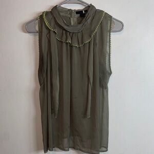 Elegant Olive Green Sleeveless Blouse